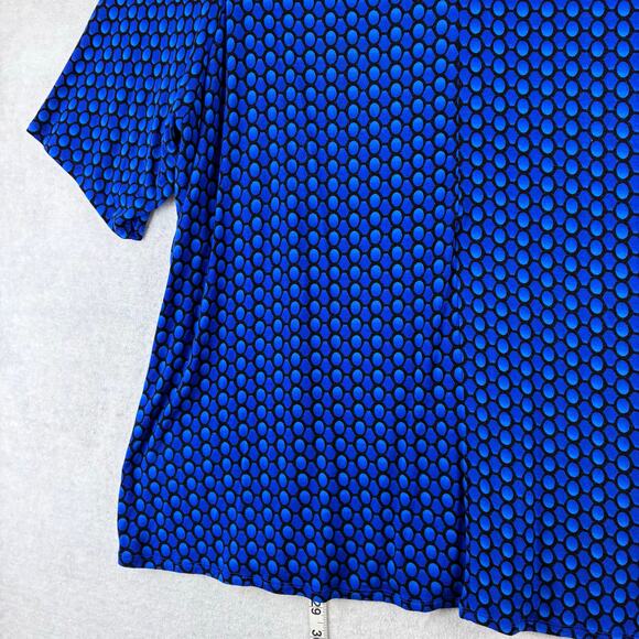 Sejour Short Sleeve Tunic Top Women's 2X Blue Geomectric Print Super Soft Cobalt - Picture 8 of 9